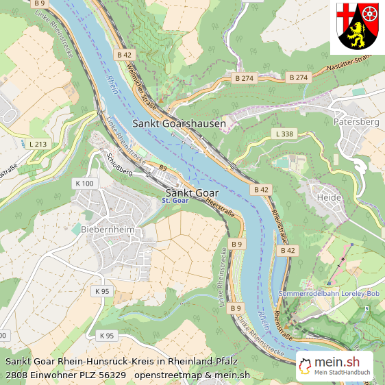 Sankt Goar Rhein-Hunsrück-Kreis Lageplan © Openstreetmap Contributors Sankt Goar Landstadt Lageplan